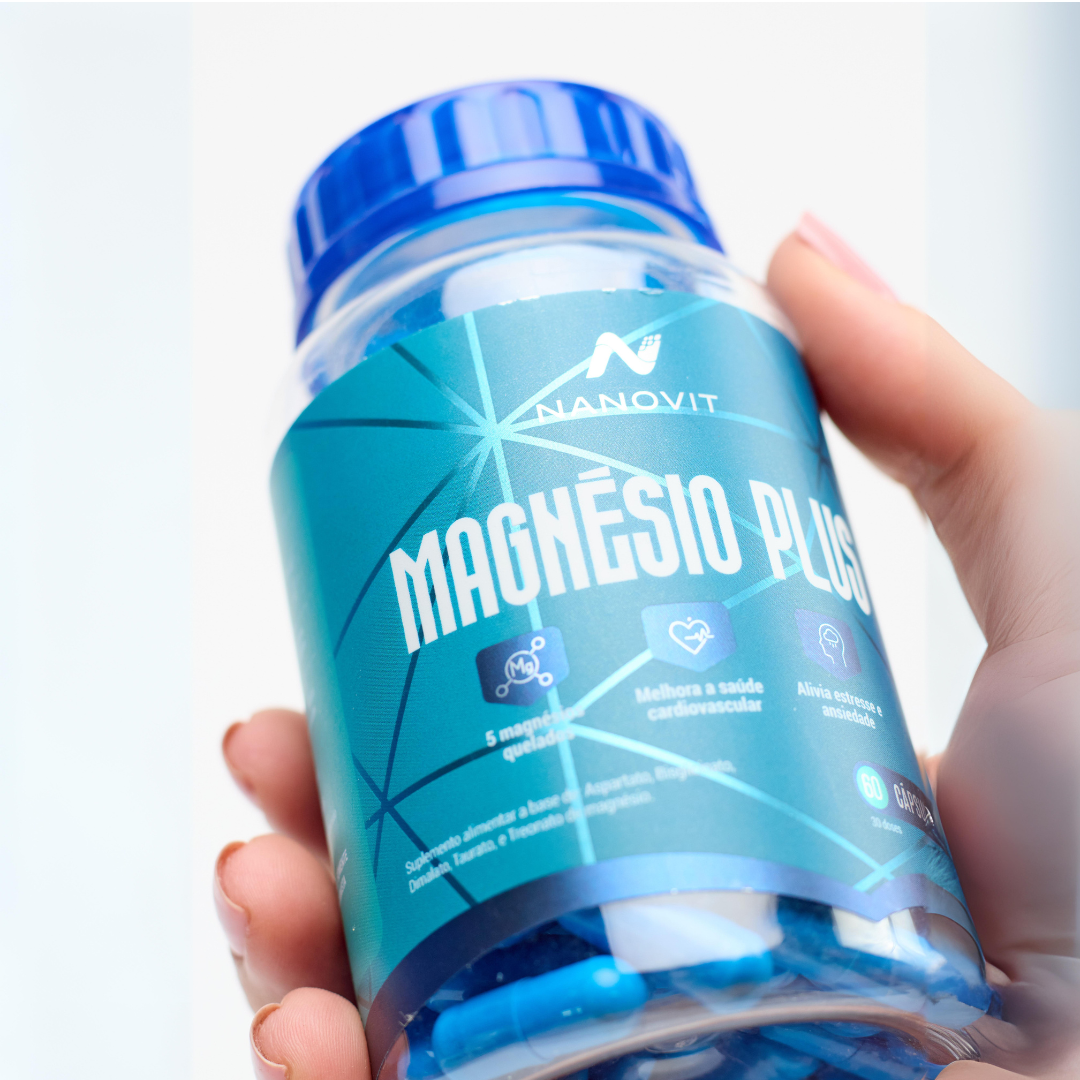 Magnésio Plus - 5 em 1 Quelato 100% Natural 60 caps Nanovit