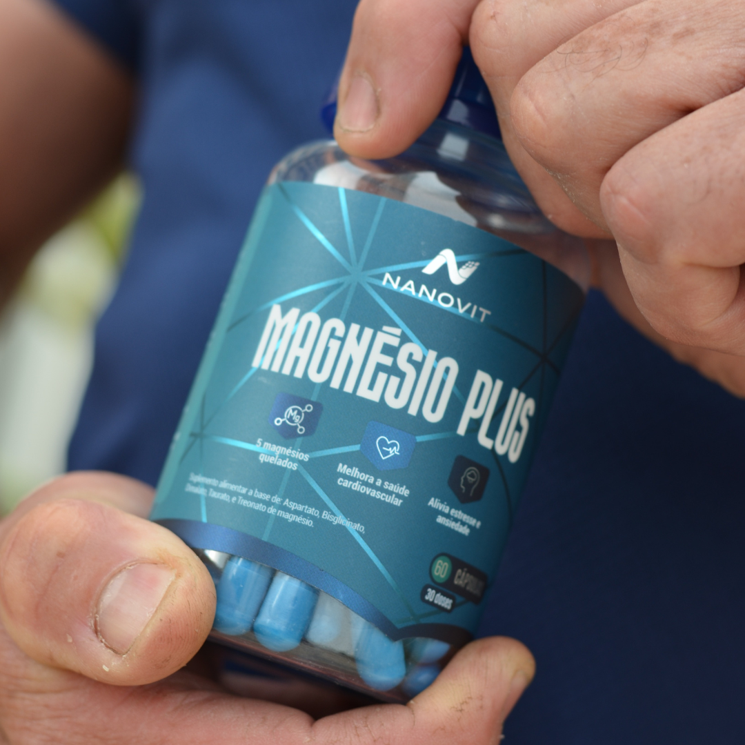 Magnésio Plus - 5 em 1 Quelato 100% Natural 60 caps Nanovit