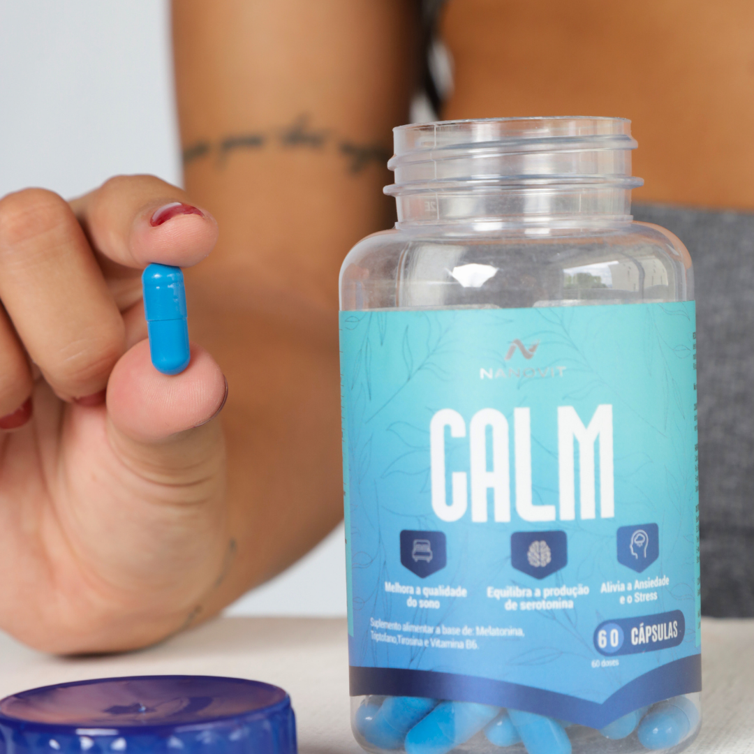 Melatonina, Triptofano, Tirosina, Vitamina B3 e B6 | 60 cápsulas | Nanovit Calm