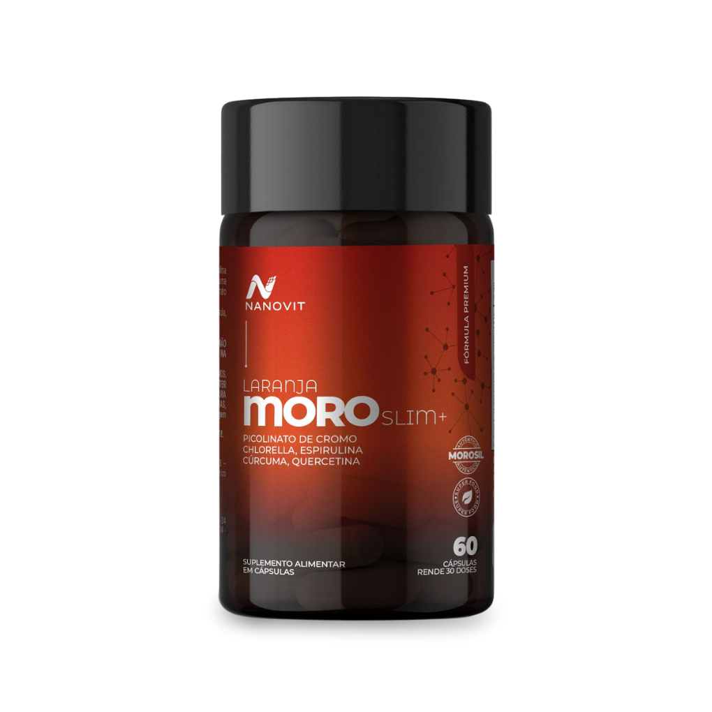 Laranja Moro Slim+ Cromo, Spirulina, Curcumina, Chlorella, Quercetina e Própolis - 60 Cáps – Nanovit