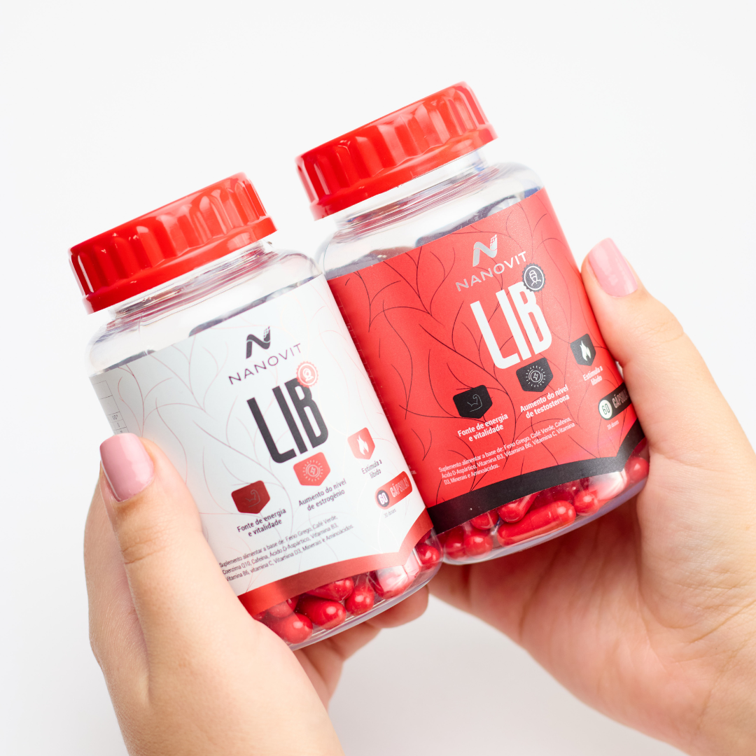 Kit Lib Woman + Lib Man - Feno Grego, Arginina, Boro, Cáps - Nanovit