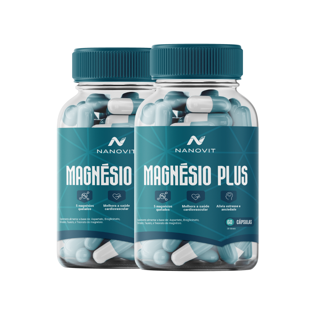Magnésio Plus - 5 em 1 Quelato 100% Natural 60 caps Nanovit