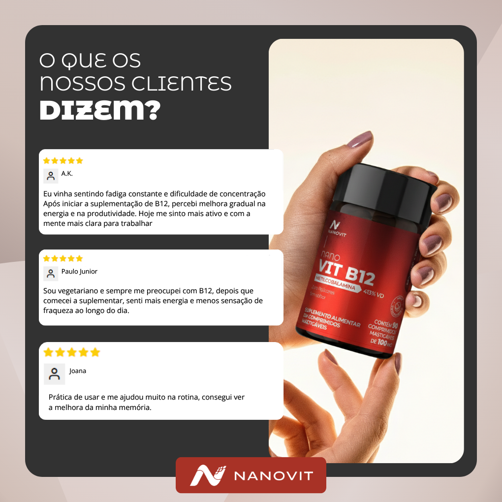 Vitamina B12 Metilcobalamina 60 Nanocomprimidos 9,9 mcg - Nanovit