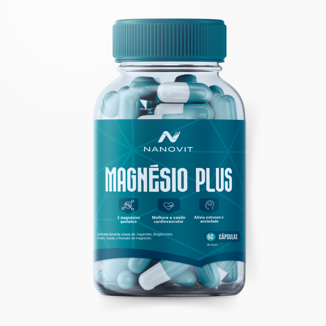 Magnésio Plus - 5 em 1 Quelato 100% Natural 60 caps Nanovit