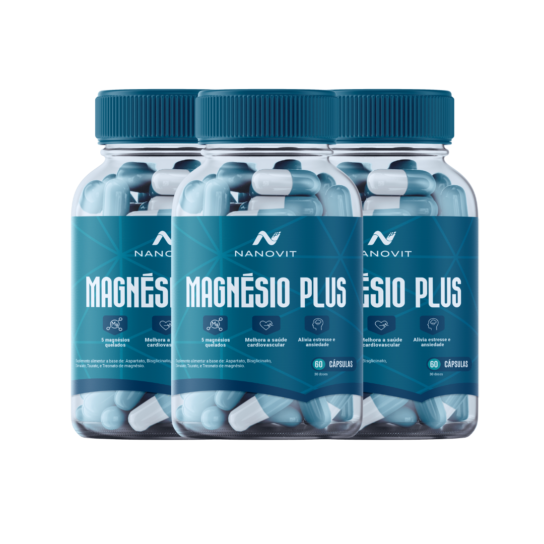 Magnésio Plus - 5 em 1 Quelato 100% Natural 60 caps Nanovit