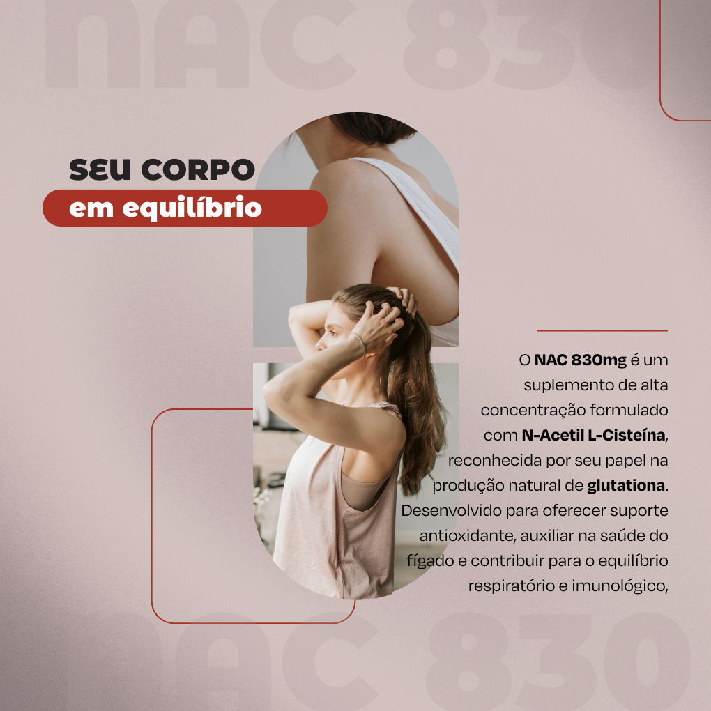 NAC (N-Acetil L-Cisteína) - 830mg - 60 cápsulas - Nanovit