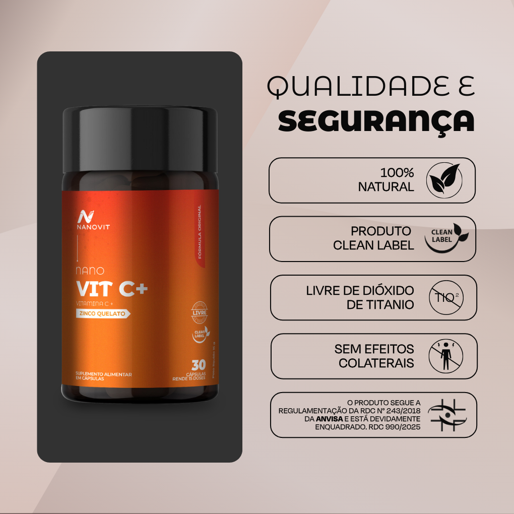 Vitamina C + Zinco Quelado 60 Cápsulas - Nanovit